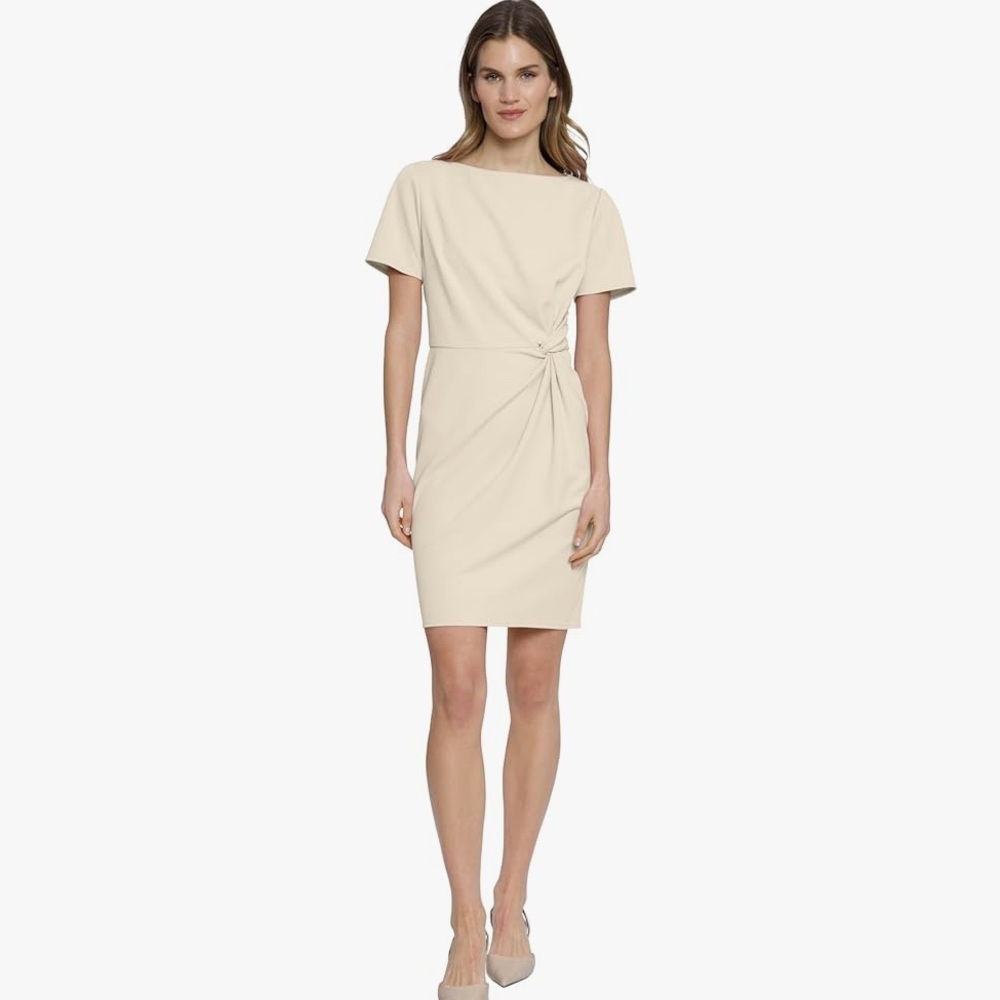 Donna Morgan Cream Twist Detail Mini Dress
